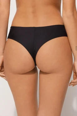 Gathered Recycled Microfiber High Cut Brazilian Bikini Bottoms - Brazilian Cut - Women | Tezenis