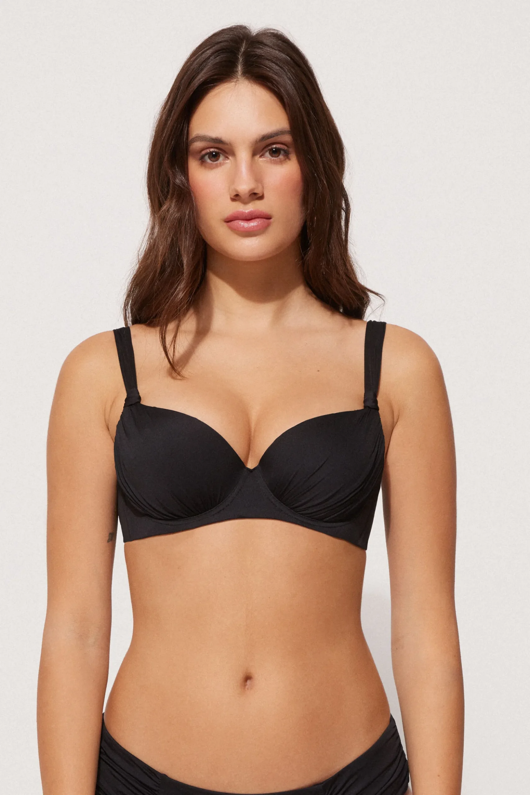 Gathered Recycled Padded Balconette Bikini Top - Balconette - Women | Tezenis