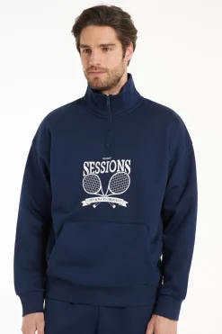 Heavy Long-Sleeved Printed Zip-Up Sweatshirt - Sweatshirts - Men | Tezenis