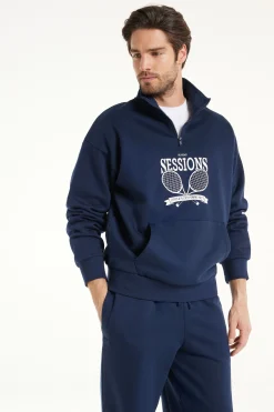 Heavy Long-Sleeved Printed Zip-Up Sweatshirt - Sweatshirts - Men | Tezenis