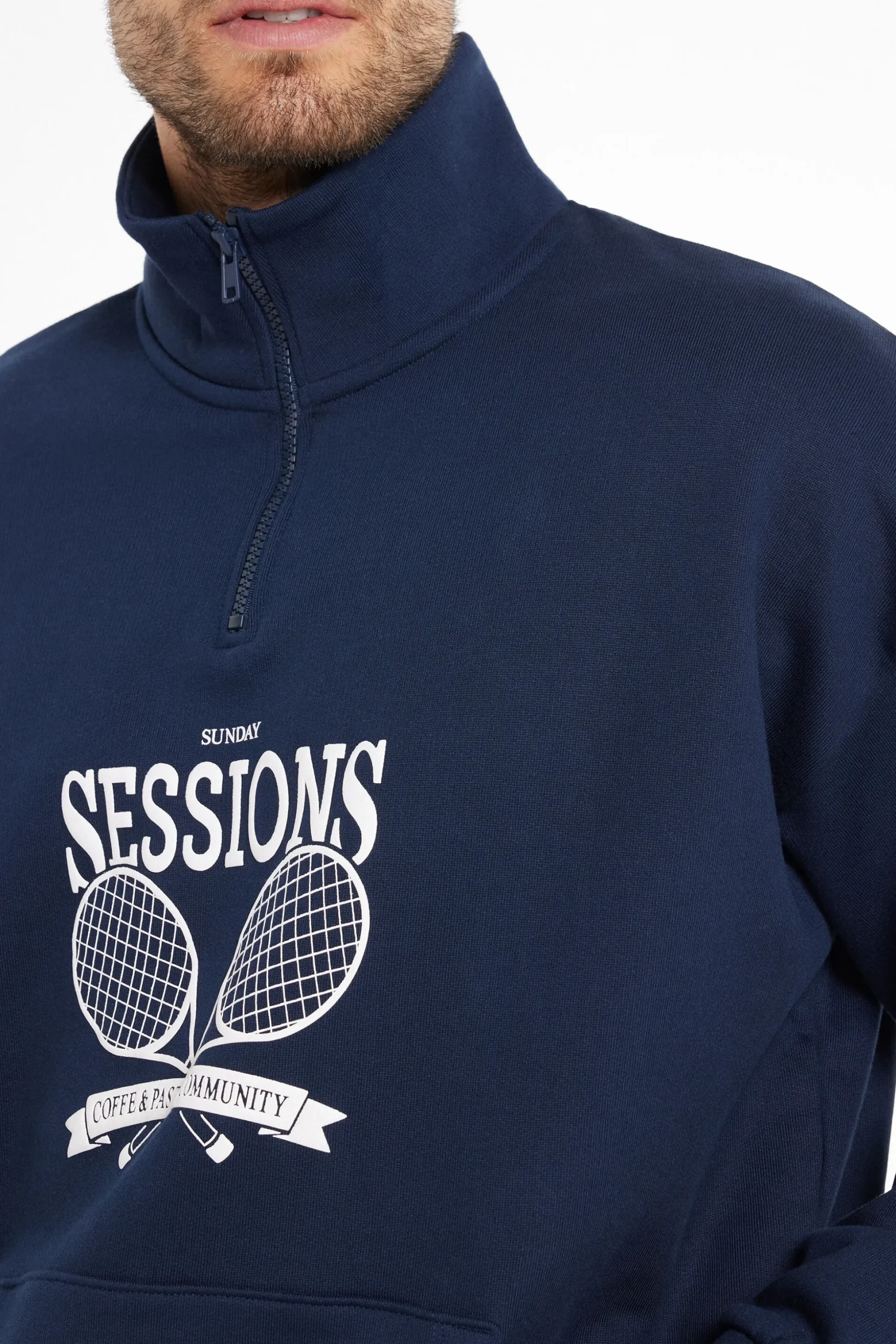 Heavy Long-Sleeved Printed Zip-Up Sweatshirt - Sweatshirts - Men | Tezenis
