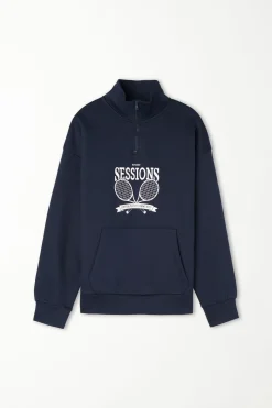 Heavy Long-Sleeved Printed Zip-Up Sweatshirt - Sweatshirts - Men | Tezenis