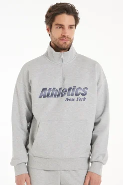 Heavy Long-Sleeved Printed Zip-Up Sweatshirt - Sweatshirts - Men | Tezenis