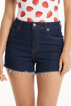 High Rise Frayed Denim Shorts - Shorts - Women | Tezenis