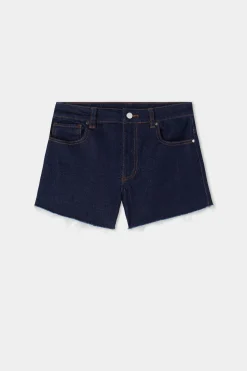High Rise Frayed Denim Shorts - Shorts - Women | Tezenis