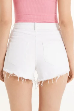 High Rise Frayed Denim Shorts - Shorts - Women | Tezenis