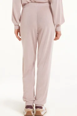 High Waist Coated Fabric Cuffed Joggers - Tracksuits - Women | Tezenis