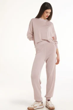 High Waist Coated Fabric Cuffed Joggers - Tracksuits - Women | Tezenis