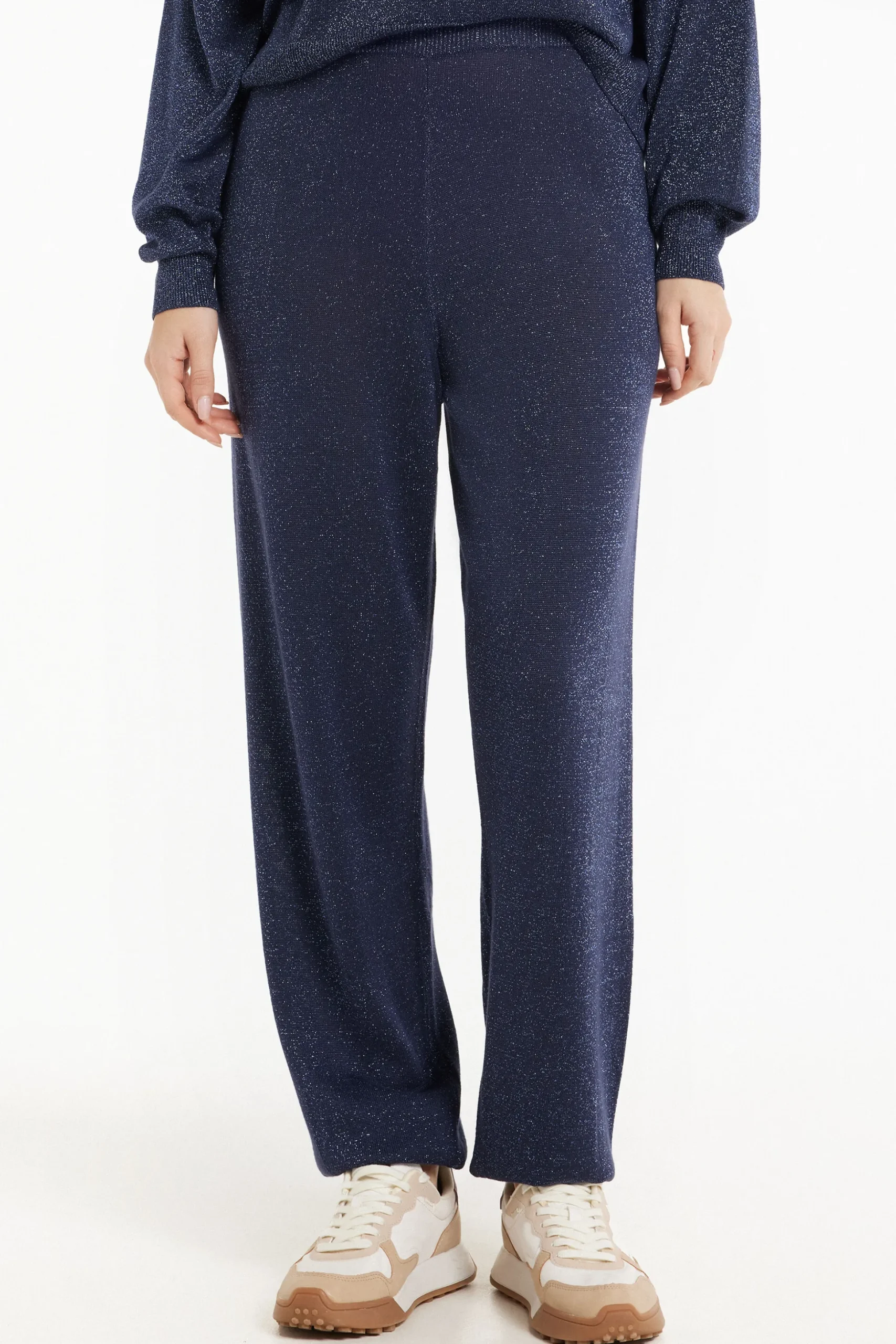 High Waist Coated Fabric Cuffed Joggers - Tracksuits - Women | Tezenis