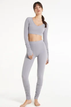 High Waist Soft Microfiber Leggings With Ruching - Pants - Women | Tezenis