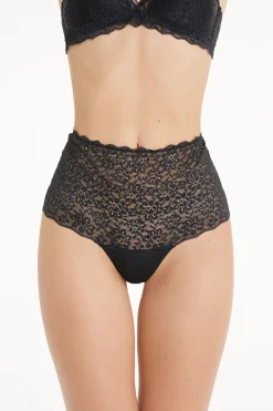 High-Waisted Recycled Lace Boyshorts - French Cut - Women | Tezenis