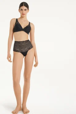 High-Waisted Recycled Lace Boyshorts - French Cut - Women | Tezenis