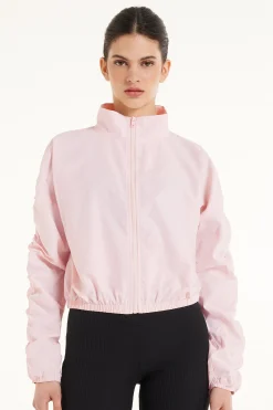 Hooded Technical Fabric Zip Jacket With Ruching - Jackets And Blazers - Women | Tezenis