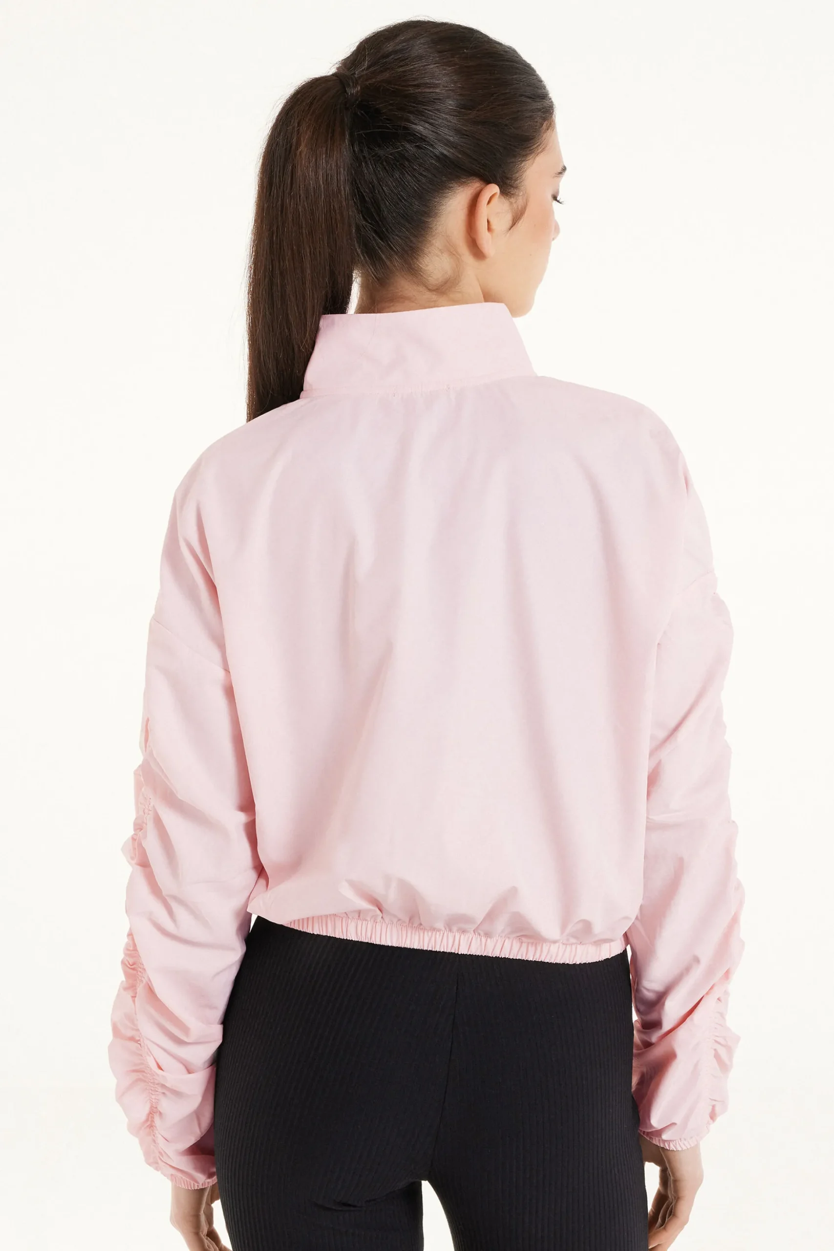 Hooded Technical Fabric Zip Jacket With Ruching - Jackets And Blazers - Women | Tezenis