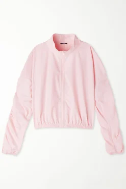 Hooded Technical Fabric Zip Jacket With Ruching - Jackets And Blazers - Women | Tezenis