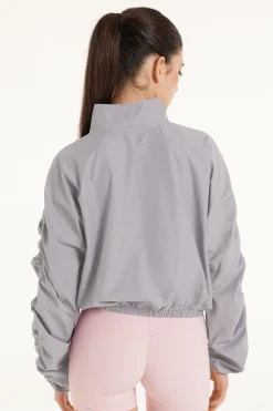 Hooded Technical Fabric Zip Jacket With Ruching - Jackets And Blazers - Women | Tezenis