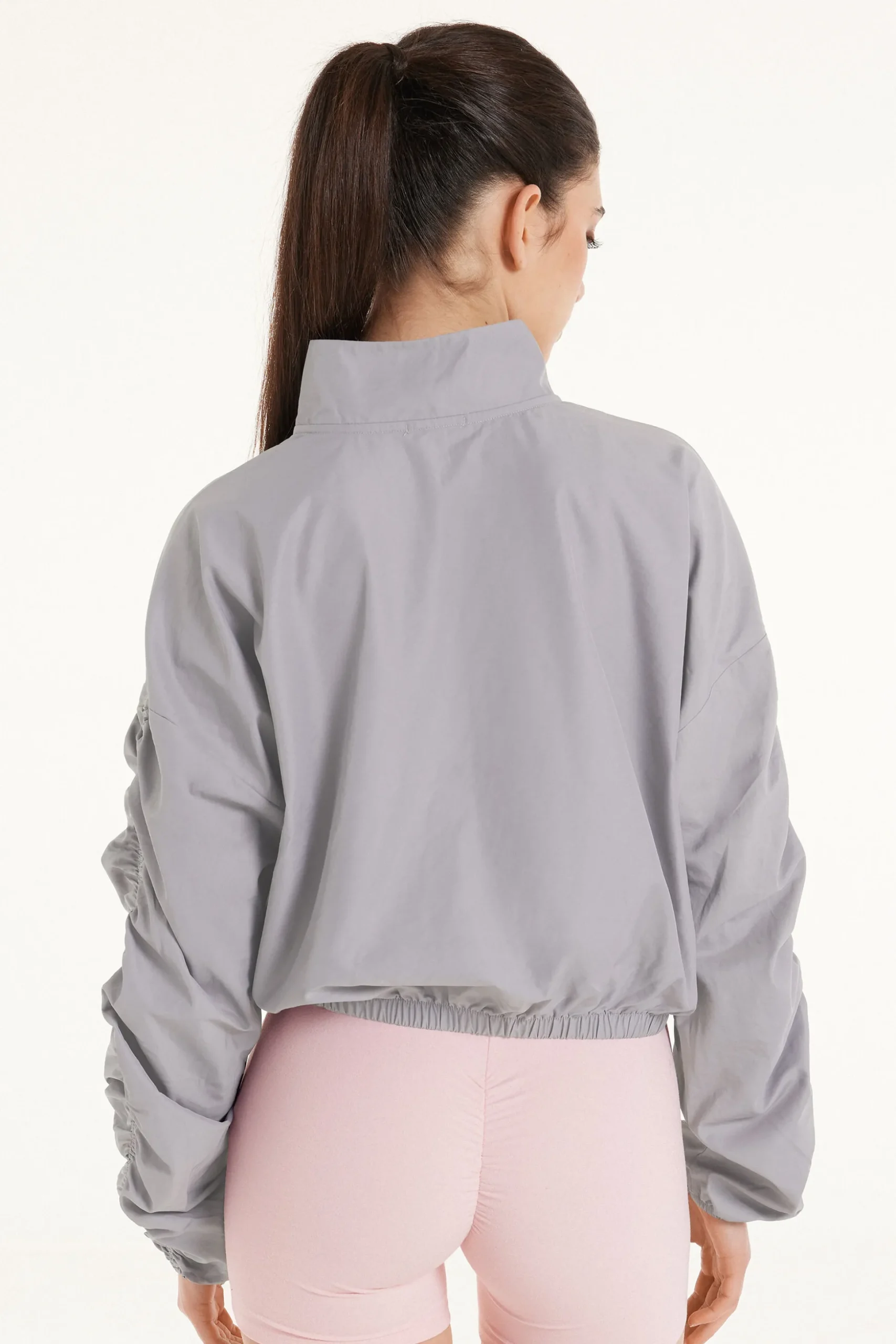 Hooded Technical Fabric Zip Jacket With Ruching - Jackets And Blazers - Women | Tezenis