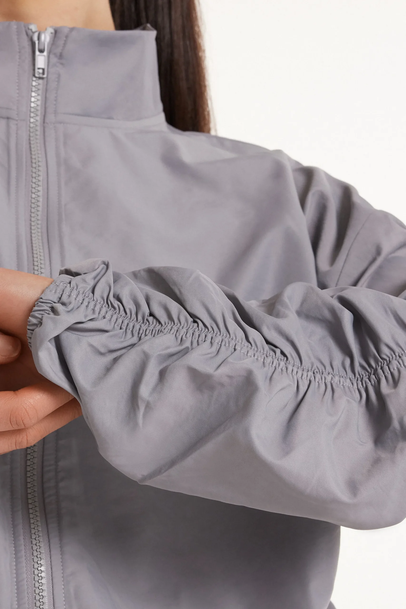 Hooded Technical Fabric Zip Jacket With Ruching - Jackets And Blazers - Women | Tezenis