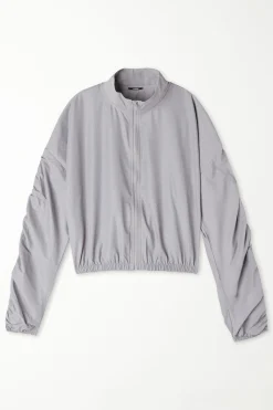 Hooded Technical Fabric Zip Jacket With Ruching - Jackets And Blazers - Women | Tezenis