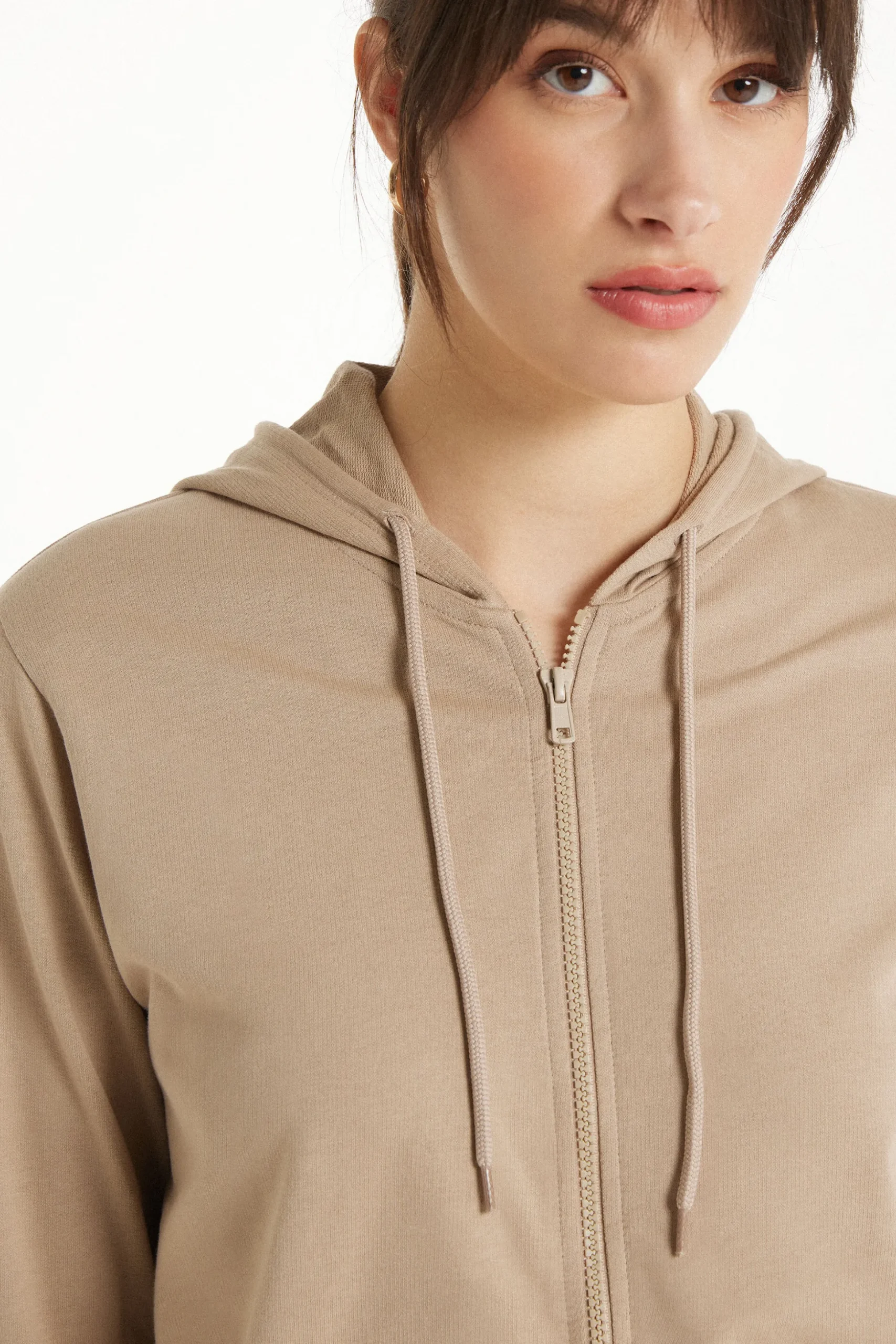 Hoodie Sweatshirt With Zipper And Drawstring - Tracksuits - Women | Tezenis
