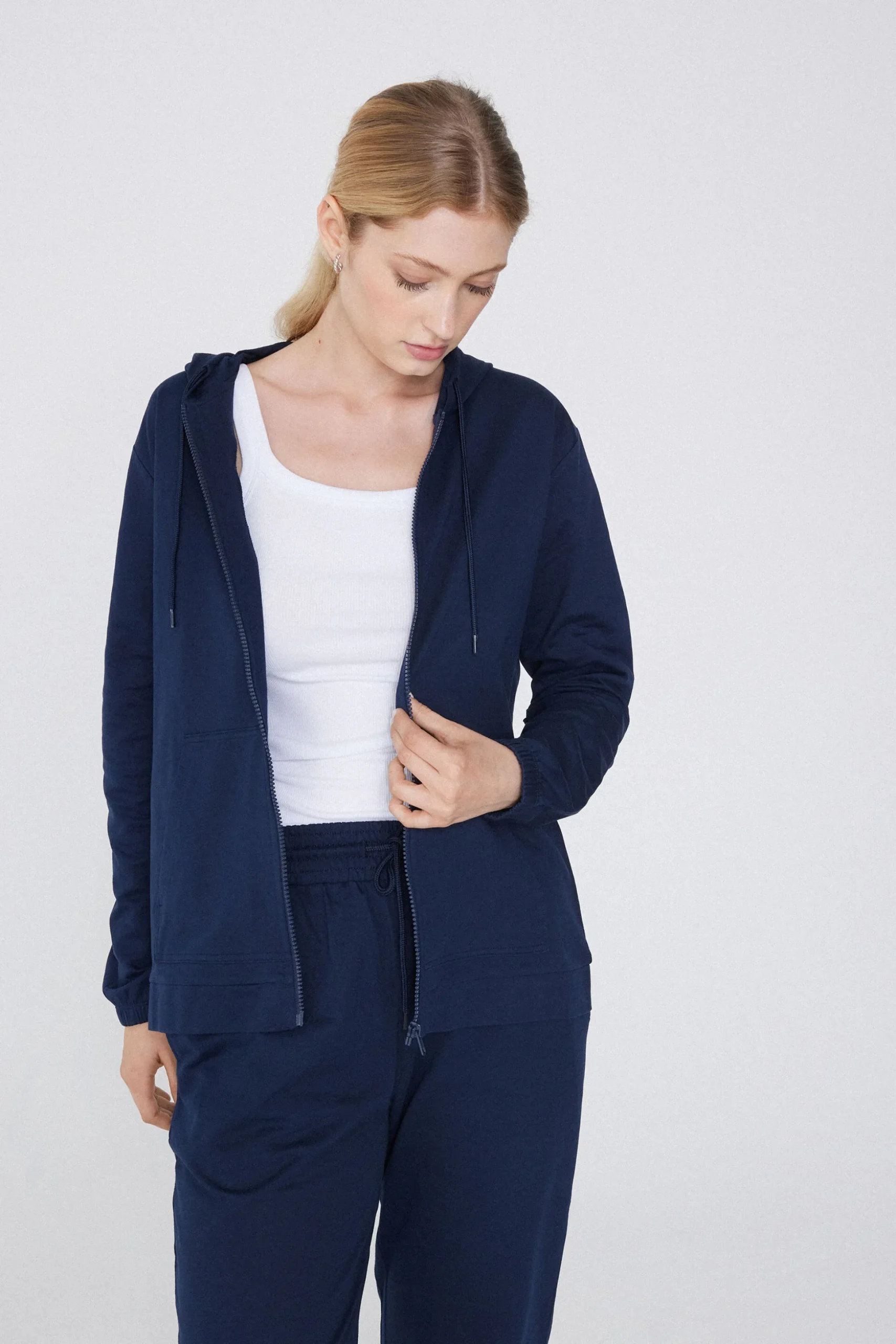 Hoodie Sweatshirt With Zipper And Drawstring - Tracksuits - Women | Tezenis