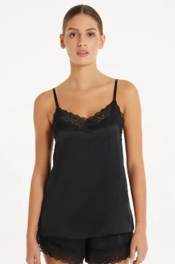 Lace And Satin Tank Top - Pajama Sets - Women | Tezenis