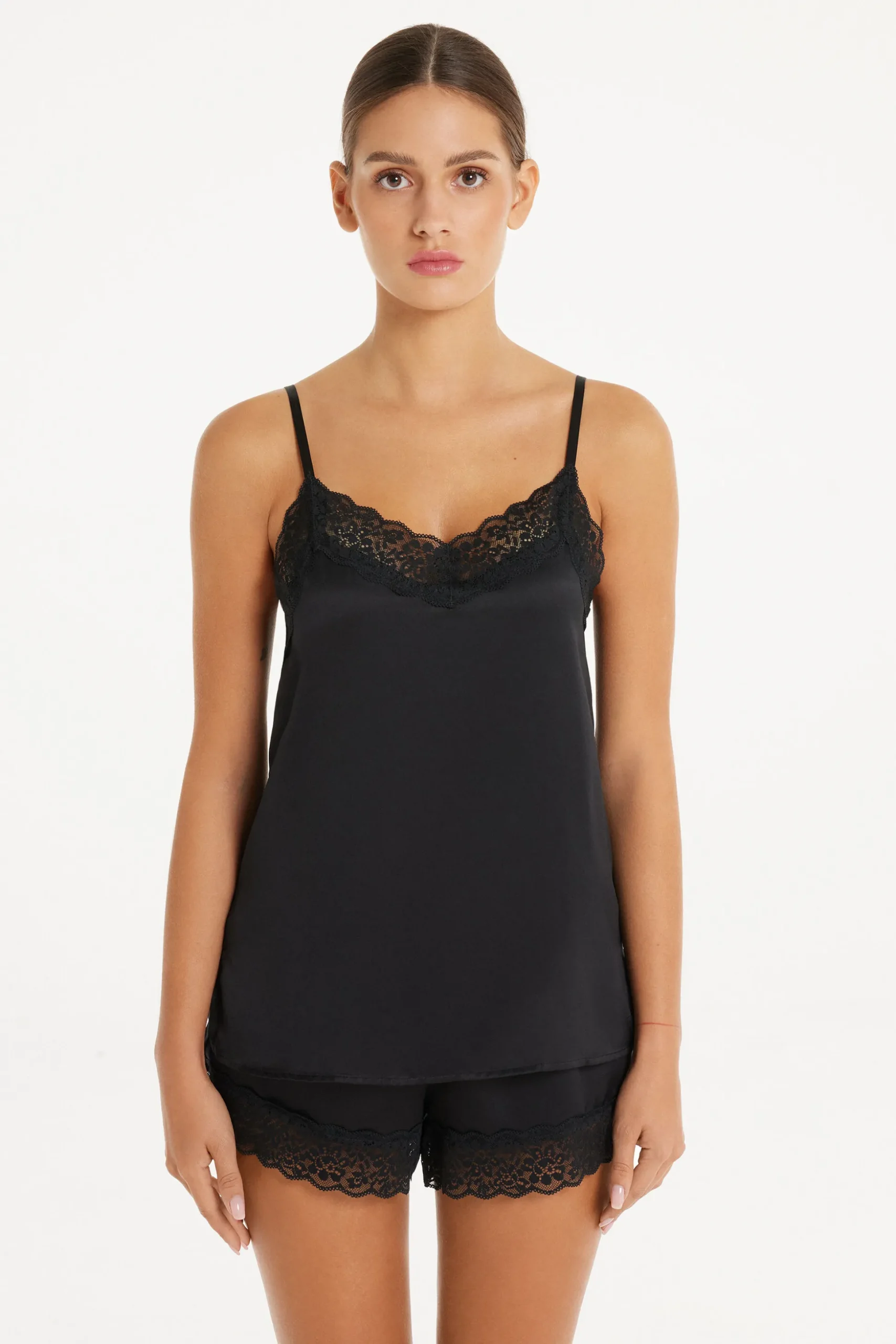 Lace And Satin Tank Top - Pajama Sets - Women | Tezenis