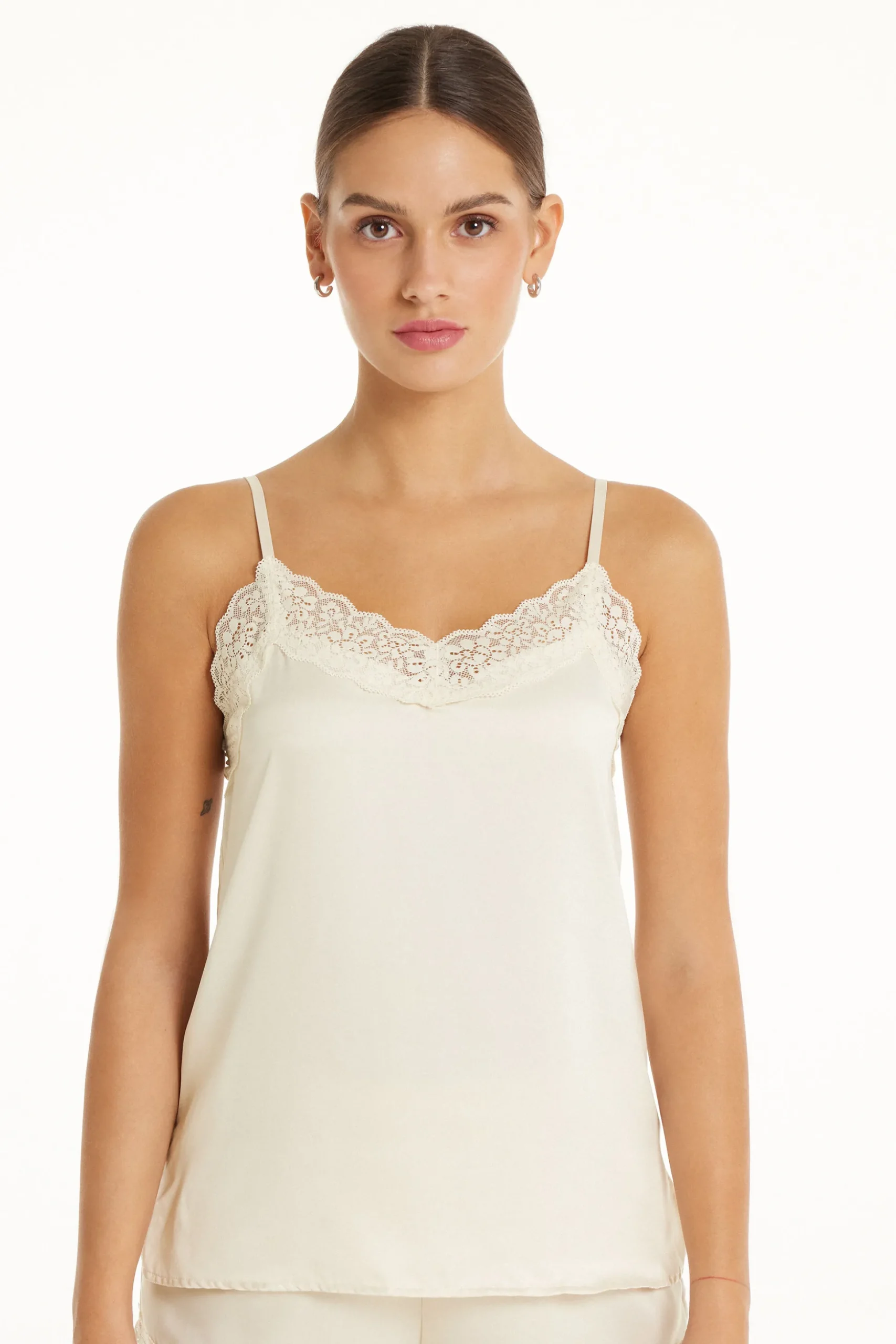 Lace And Satin Tank Top - Pajama Sets - Women | Tezenis