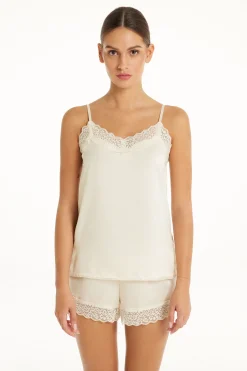 Lace And Satin Tank Top - Pajama Sets - Women | Tezenis