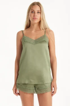 Lace And Satin Tank Top - Pajama Sets - Women | Tezenis