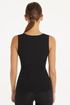 Lace Wide Strap V-Neck Viscose Camisole - Tank Tops - Women | Tezenis