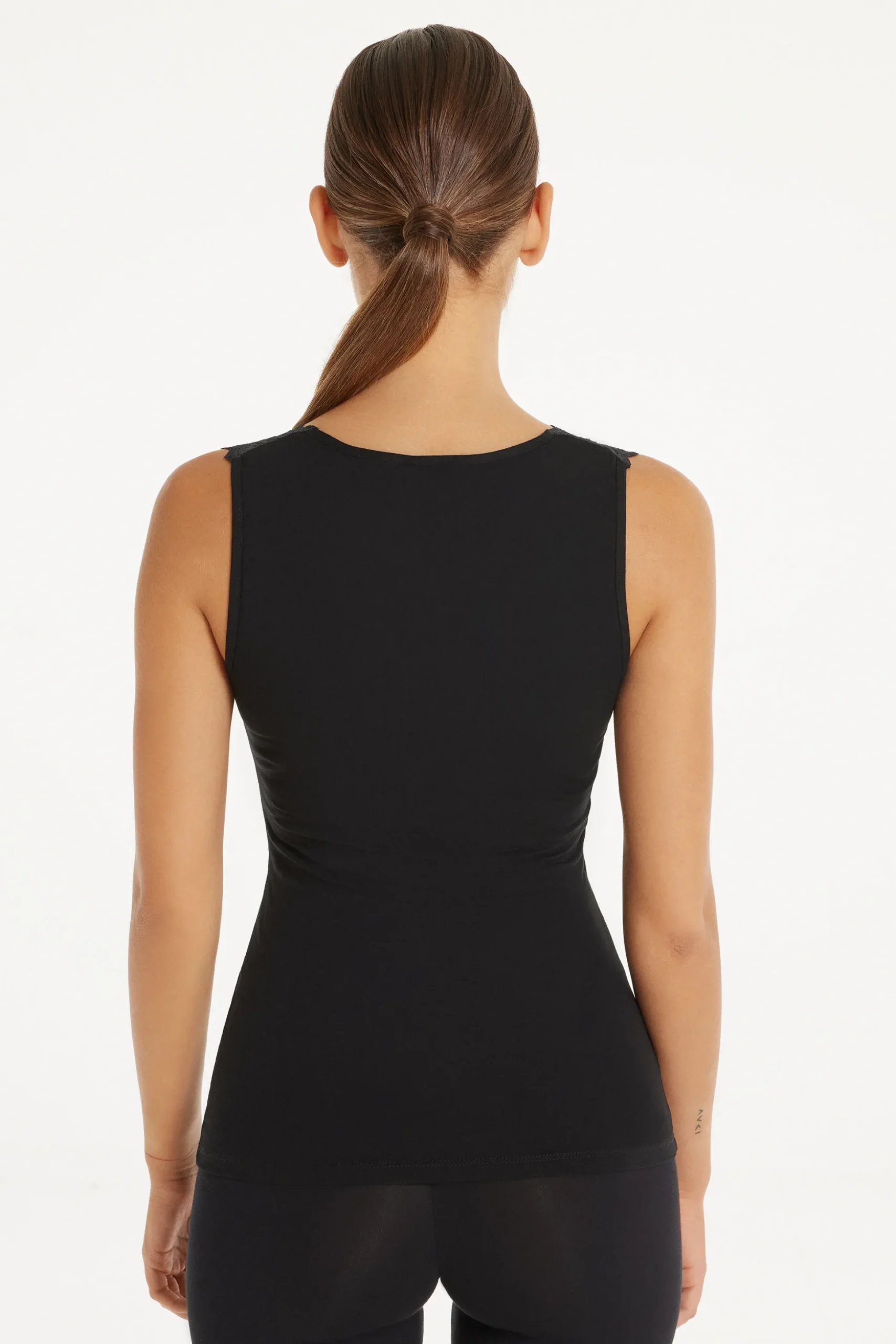 Lace Wide Strap V-Neck Viscose Camisole - Tank Tops - Women | Tezenis