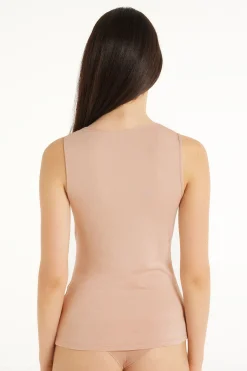 Lace Wide Strap V-Neck Viscose Camisole - Tank Tops - Women | Tezenis