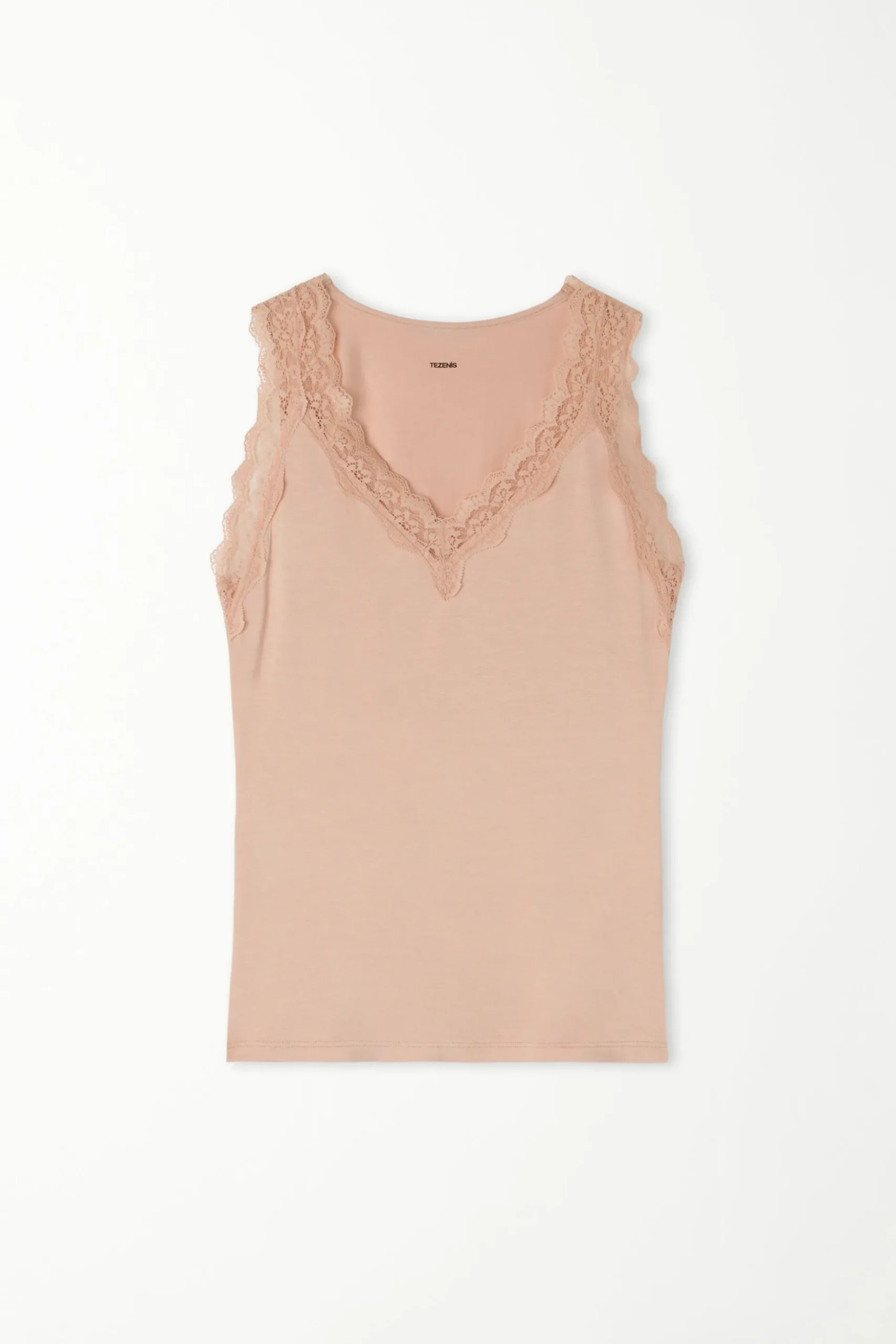 Lace Wide Strap V-Neck Viscose Camisole - Tank Tops - Women | Tezenis