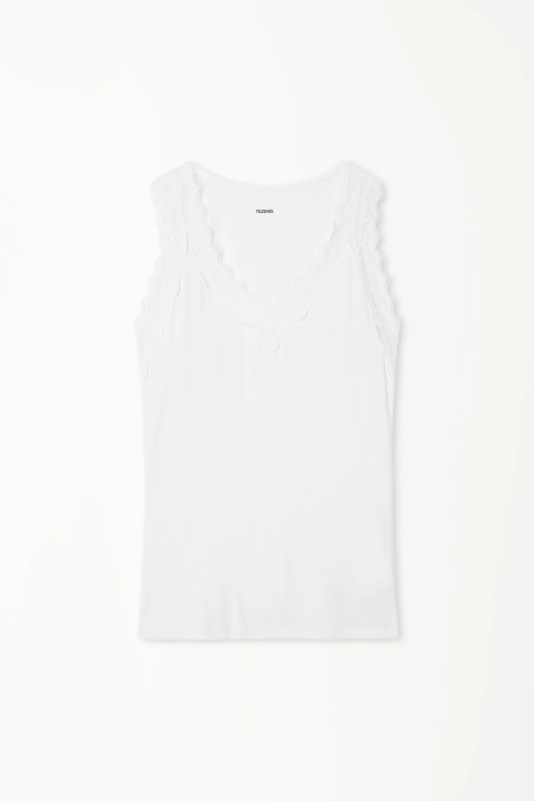 Lace Wide Strap V-Neck Viscose Camisole - Tank Tops - Women | Tezenis