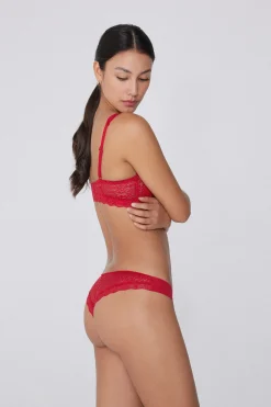 Laser-Cut Cotton Recycled Lace Brazilian Panties - Cheeky Briefs - Women | Tezenis