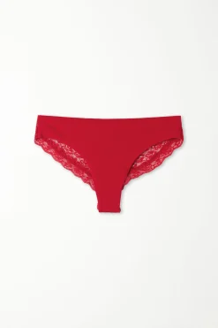Laser-Cut Cotton Recycled Lace Brazilian Panties - Cheeky Briefs - Women | Tezenis