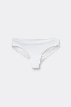 Laser-Cut Cotton Recycled Lace Brazilian Panties - Cheeky Briefs - Women | Tezenis