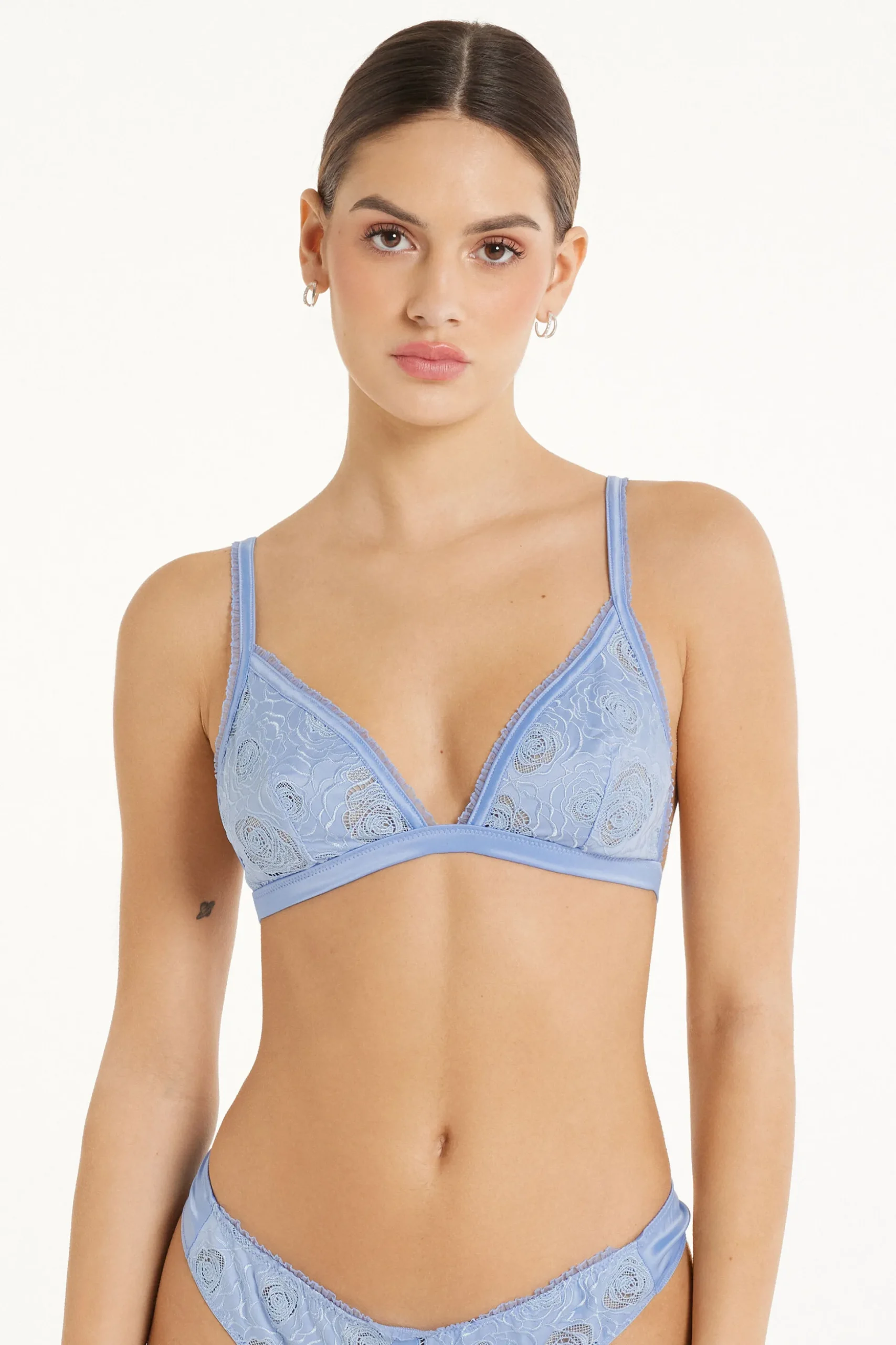 Lisbon Eternal Roses Satin Unpadded Triangle Bra - Triangle - Women | Tezenis