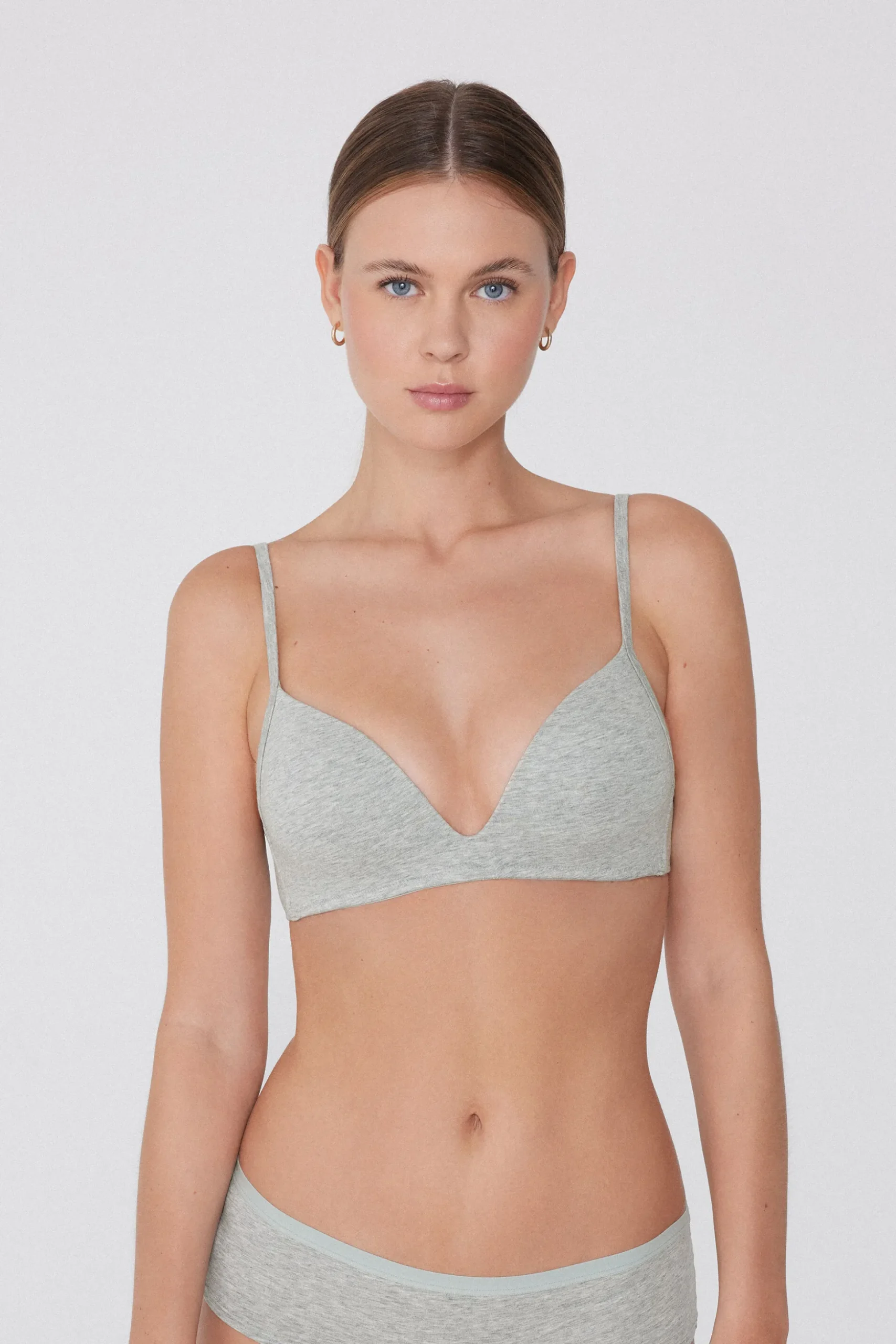 London Non-Wired Padded Triangle Bralette In Cotton - Triangle - Women | Tezenis