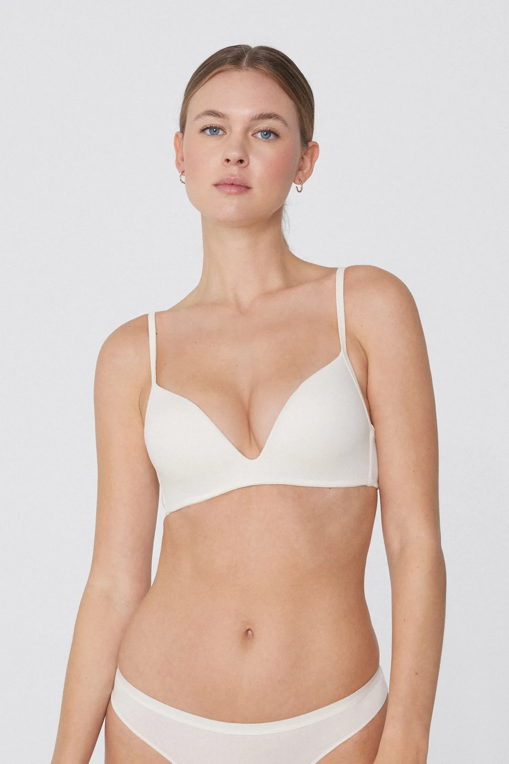London Non-Wired Padded Triangle Bralette In Cotton - Triangle - Women | Tezenis