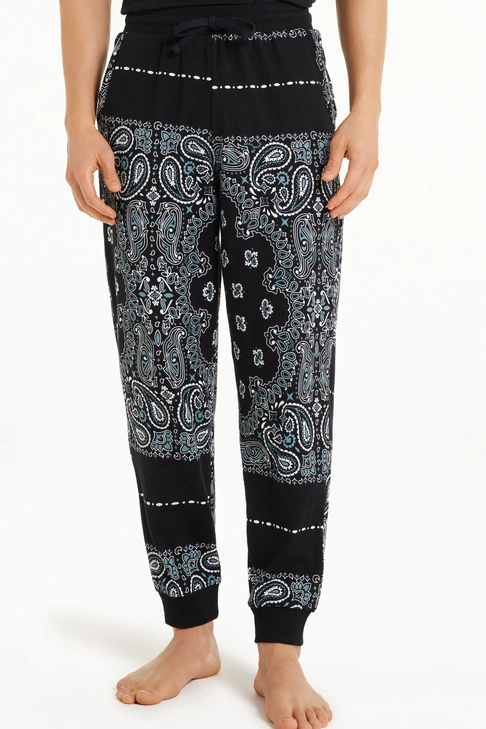Long Cotton Sweatpants With Drawstring - Long Pajamas - Men | Tezenis