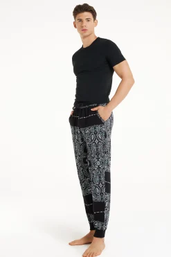 Long Cotton Sweatpants With Drawstring - Long Pajamas - Men | Tezenis
