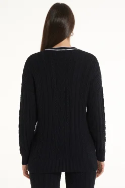 Long Sleeve Cable Knit Long Cardigan With Pockets - Cardigans And Sweaters - Women | Tezenis