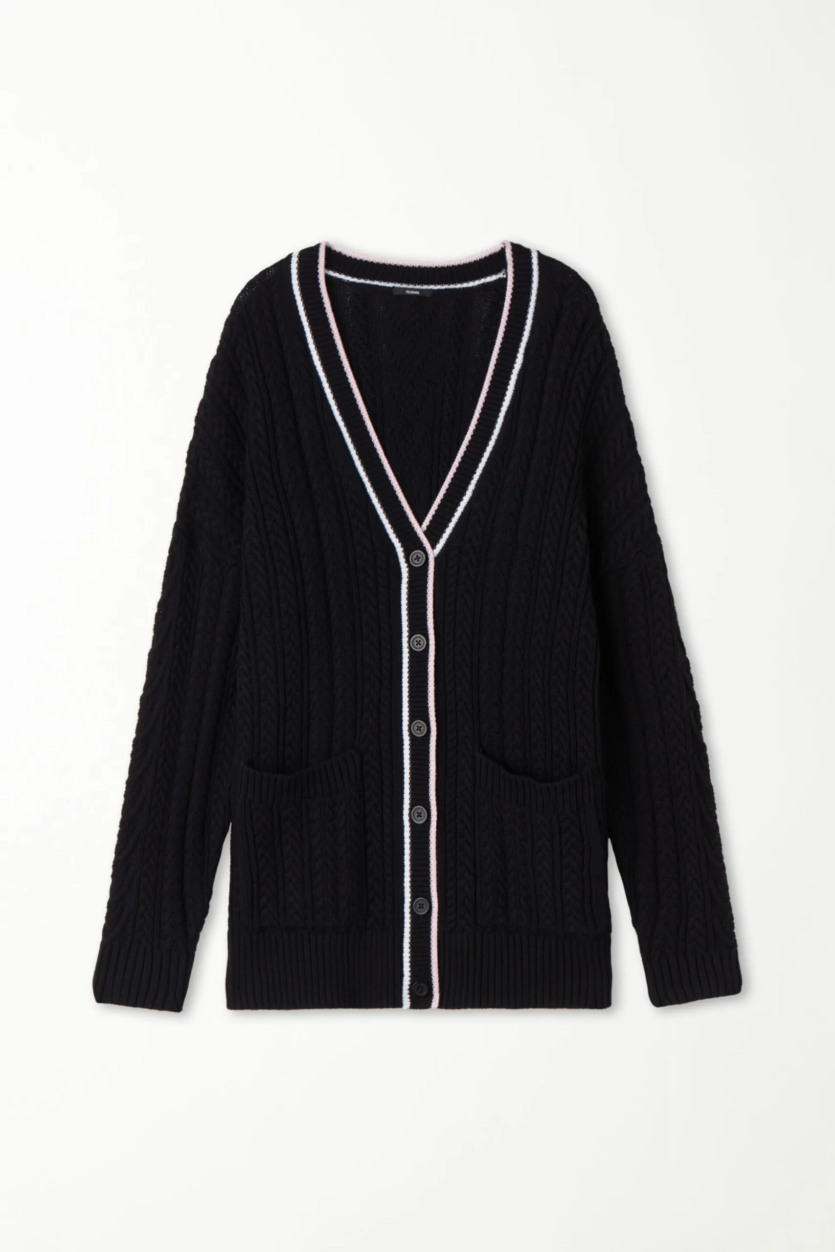 Long Sleeve Cable Knit Long Cardigan With Pockets - Cardigans And Sweaters - Women | Tezenis