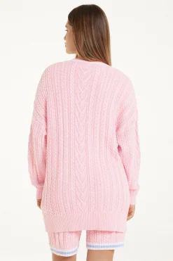 Long Sleeve Cable Knit Long Cardigan With Pockets - Cardigans And Sweaters - Women | Tezenis