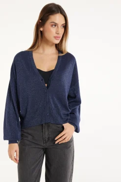 Long Sleeve Coated Fabric Buttoned Cropped Cardigan - Cardigans And Sweaters - Women | Tezenis
