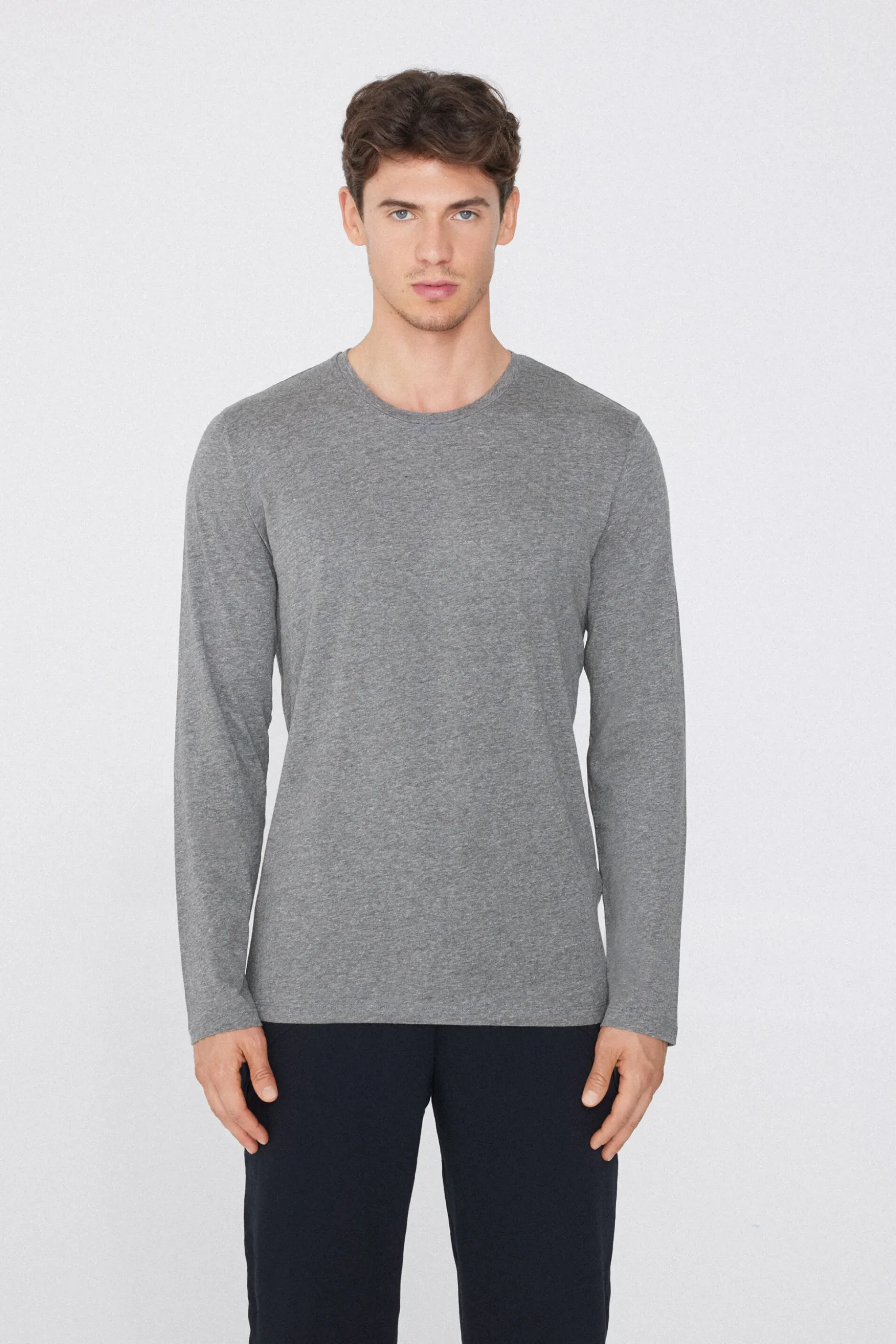 Long Sleeve Cotton Crew Neck Top - Long-Sleeved Tops - Men | Tezenis