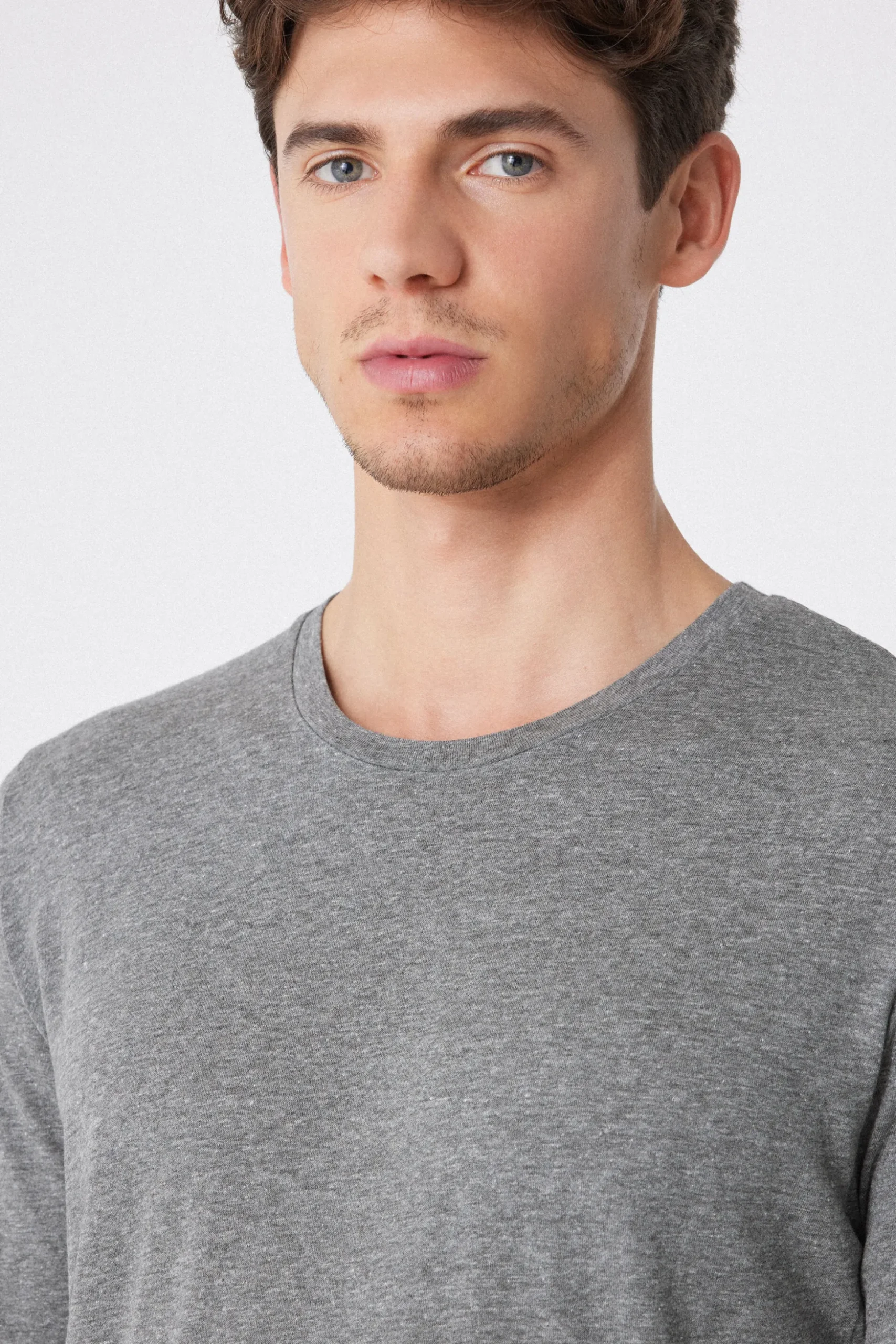 Long Sleeve Cotton Crew Neck Top - Long-Sleeved Tops - Men | Tezenis