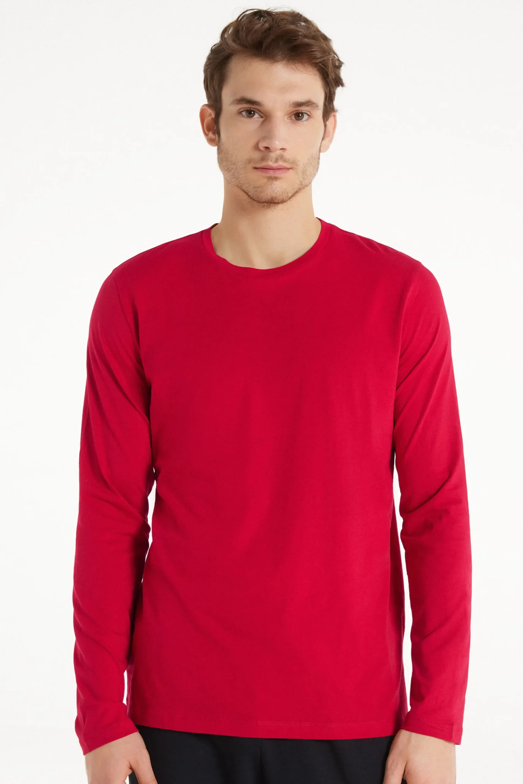 Long Sleeve Cotton Crew Neck Top - Long-Sleeved Tops - Men | Tezenis